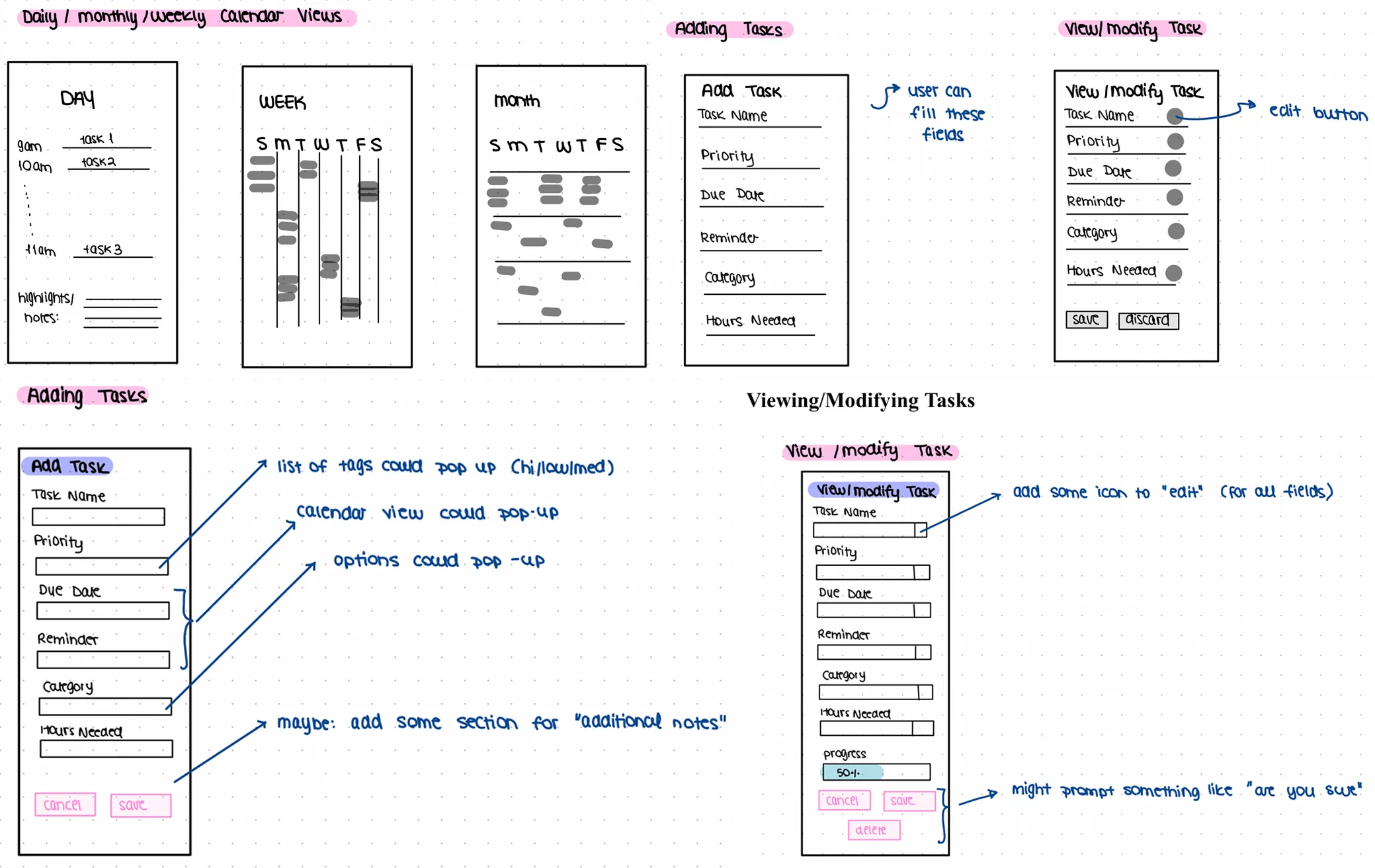 Paper prototype of Orderly