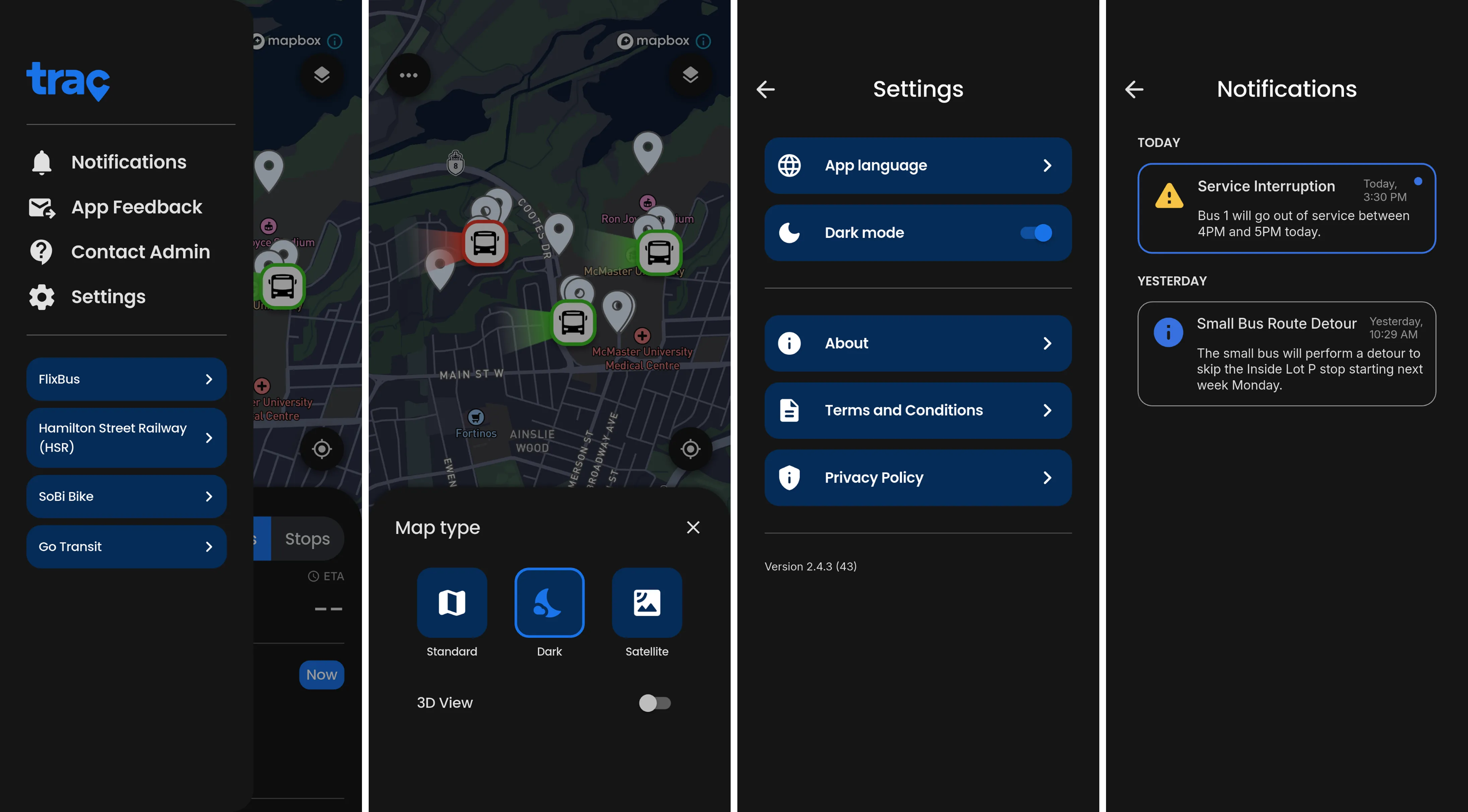 More final Trac Commuter screens